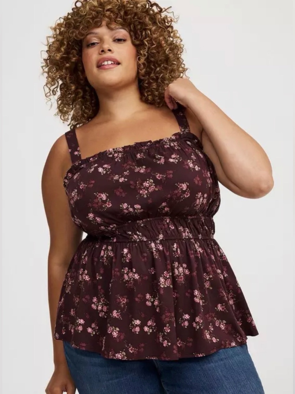 Torrid Challis Babydoll Cami Size 00 M/L Floral Pre-owned